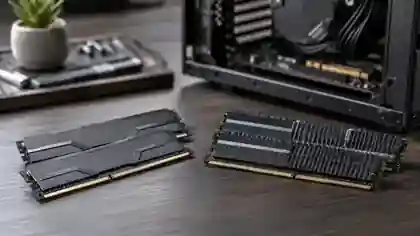 Illustrazione di moduli RAM con confronto tra 16 e 32 GB