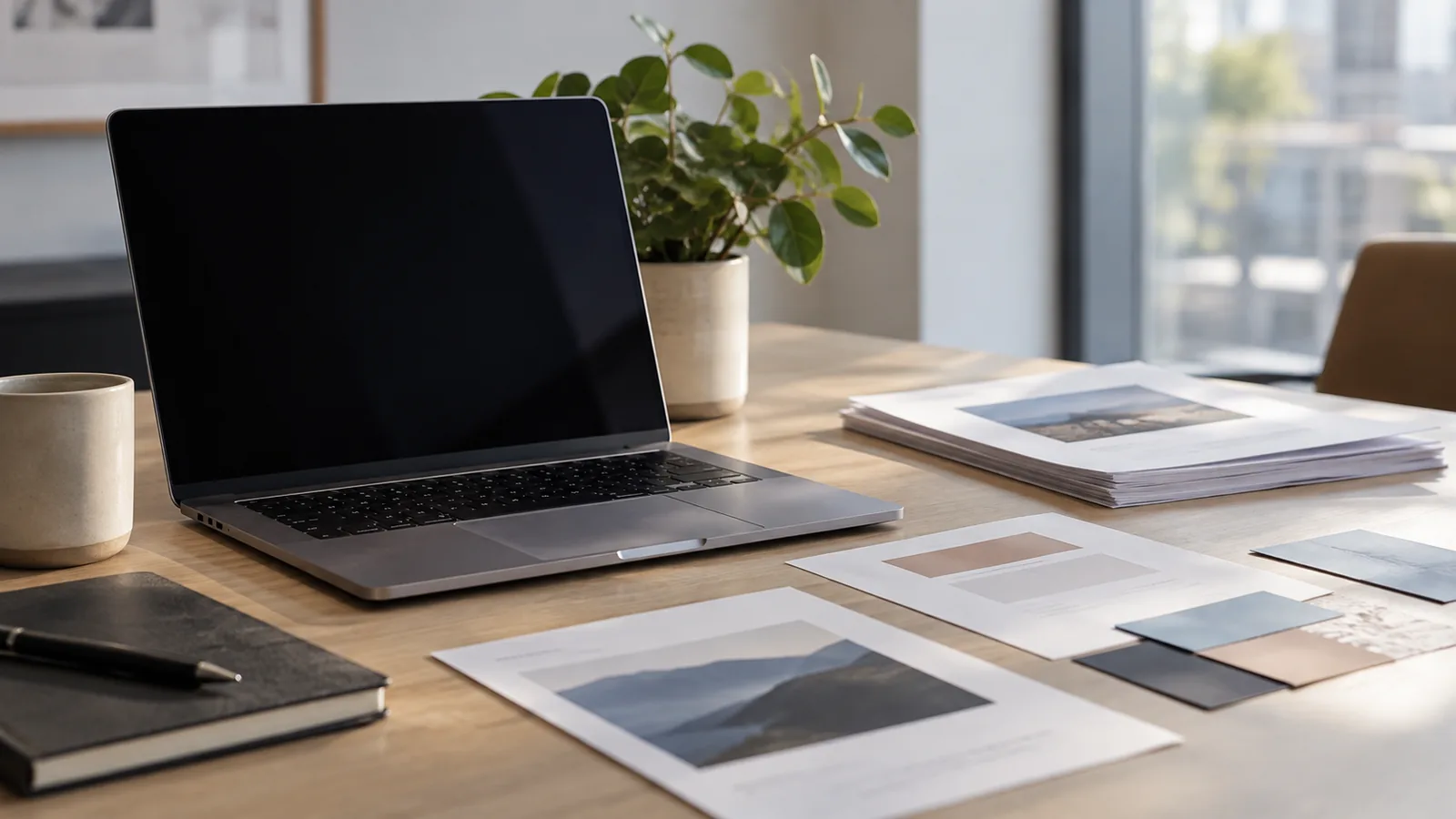 Scrivania con laptop, documento e presentazione riuniti in un unico flusso di lavoro